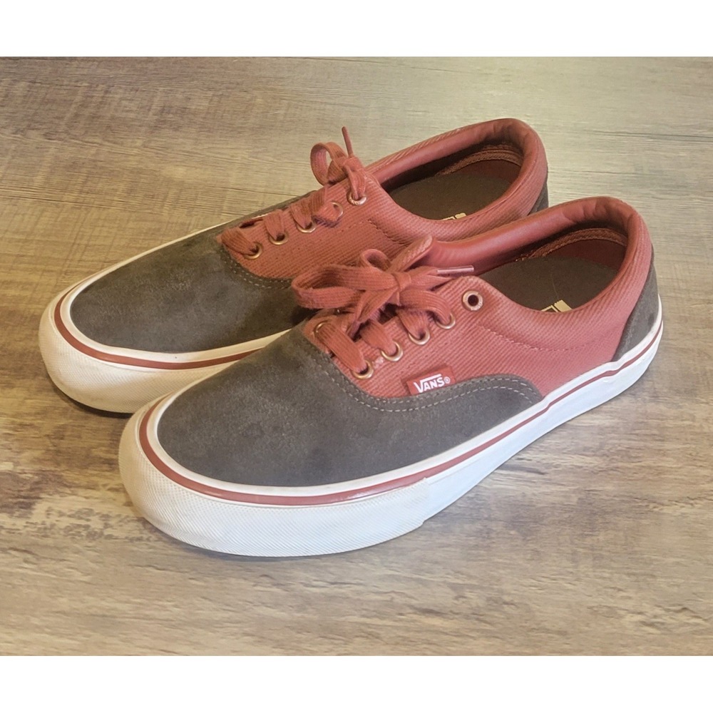 Vans Era Pro Colorblock Sneaker In Heavy Twill Skateboarding Shoes Red Brown Euc